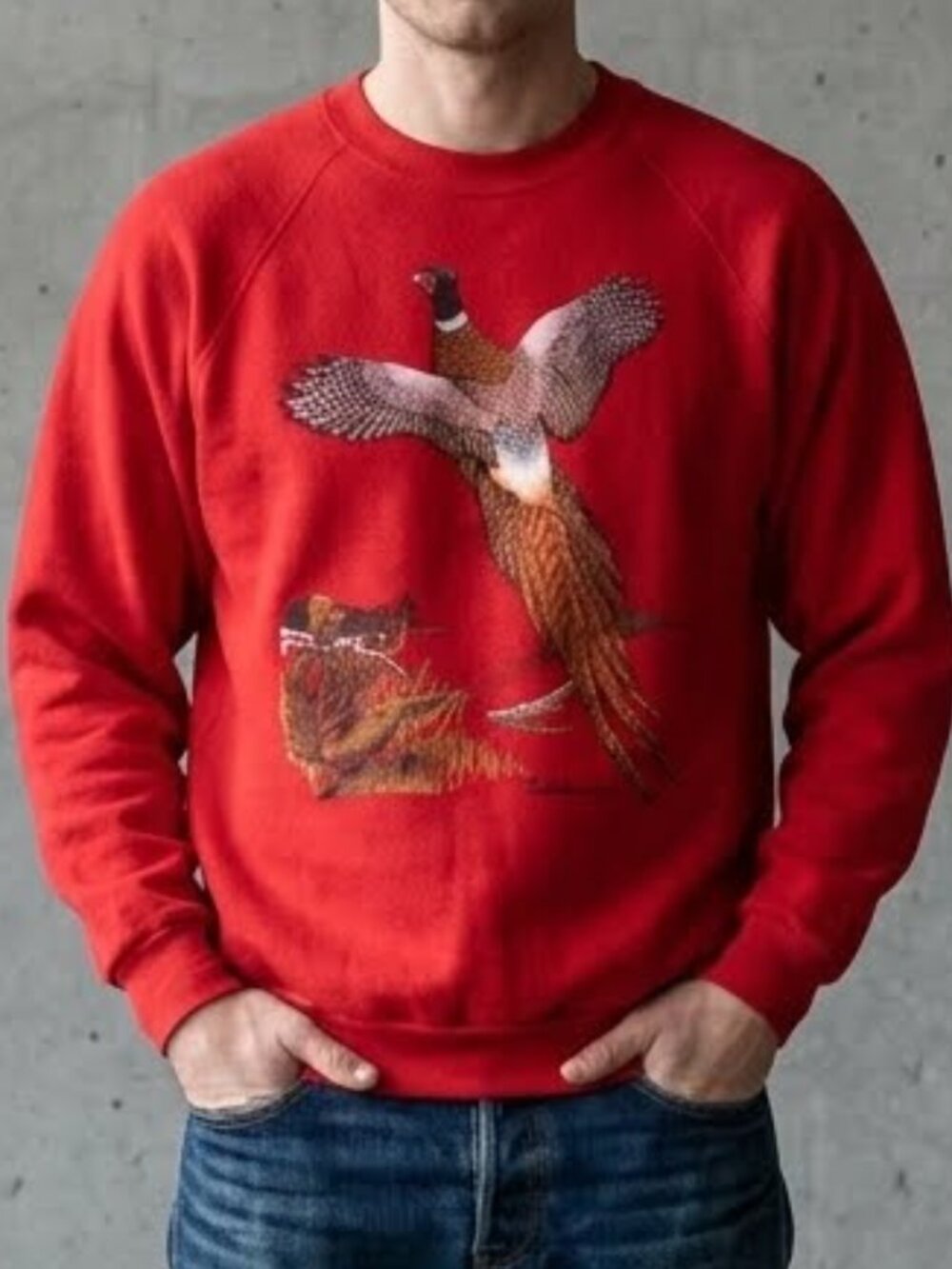 Vintage Jerzees 1980's Pheasant Bird Red Sweatshirt Shirt Hunting Men's 3XL